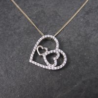 Vintage Sterling Cubic Zirconia Triple Heart Pendant