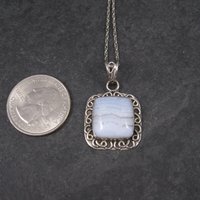 Vintage Sterling Banded Blue Agate Pendant