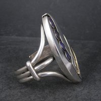 Sterling Navajo Sugilite Feather Cuff Bracelet Wilbert Cora Vandever