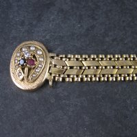 Antique 14K Sapphire Ruby Seed Pearl Bracelet
