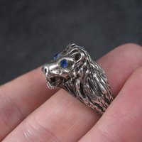 Vintage Sterling Lion Head Ring Size 10.5