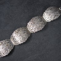 Ornate Vintage Mexican Sterling Panel Bracelet 7 Inches Ruiz