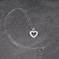 Estate 14K White Gold .25 Carat Diamond Heart Pendant Necklace