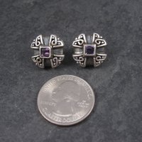 Vintage Sterling Amethyst Earrings