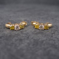 Vintage 14K .70 Ctw Fancy Yellow Diamond Earrings