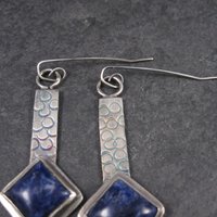 Large Sterling Silver Sodalite Earrings