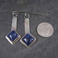 Large Sterling Silver Sodalite Earrings