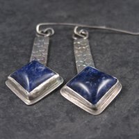 Large Sterling Silver Sodalite Earrings