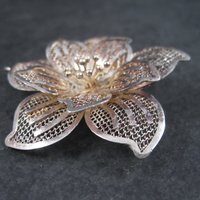 Vintage Flower Brooch Pendant Figural Filigree Sterling