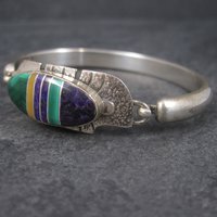 Estate Navajo Inlaid Feather Bracelet 6 Inches G Howe