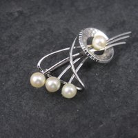 Estate Sterling Pearl Brooch Curtis Jewelry