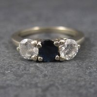 Vintage 14K 1 Carat Diamond Sapphire Ring Size 6
