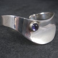 Estate Mexican Sterling Amethyst Cuff Bracelet 6 Inches