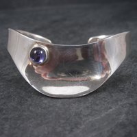 Estate Mexican Sterling Amethyst Cuff Bracelet 6 Inches