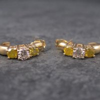 Vintage 14K .70 Ctw Fancy Yellow Diamond Earrings