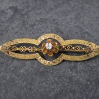 Antique 10K Diamond Brooch Pin