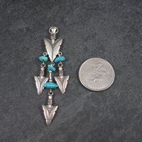 Long Vintage Sterling Turquoise Arrowhead Pendant