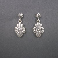 Vintage Sterling Victorian Style Heart Earrings