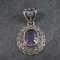 Large Balinese Sterling Amethyst Pendant