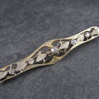 Antique Art Nouveau Rolled Gold Sterling Filigree Paste Diamond Brooch Sturdevant & Whiting