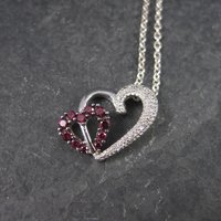 10K Pink Sapphire Diamond Heart Pendant