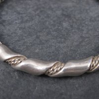 Heavy Vintage Twisted Sterling Bangle Bracelet 7.75 Inches