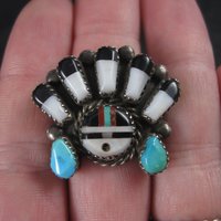 Vintage Sunface Jewelry Set Native American Cuff Bracelet and Ring Size 10