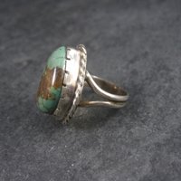 Large Vintage Southwestern Green Turquoise Ring Size 6