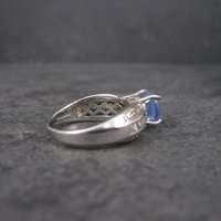 Sapphire Ring and White Zircon Ring Sterling Sz 8