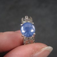 Sapphire Ring and White Zircon Ring Sterling Sz 8