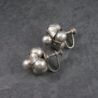 Antique Mexican Sterling Screw Back Earrings