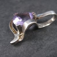 Huge Vintage Sterling Amethyst and Citrine Pendant