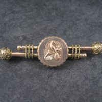 Antique 10K Peacock Bar Brooch