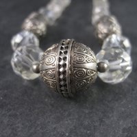 Vintage Sterling Czech Glass Faceted Bead Necklace