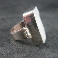 Vintage Sterling White Pottery Pineapple Ring Size 8.5