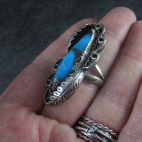 Large Vintage Navajo Turquoise Ring Size 8