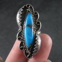 Large Vintage Navajo Turquoise Ring Size 8