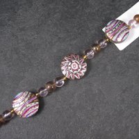 Darice Wood Glass Pink Lavender Starburst Bead Strand