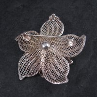 Vintage Flower Brooch Pendant Figural Filigree Sterling