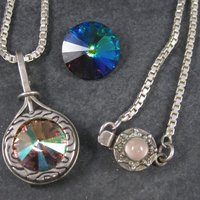 Vintage Sterling Interchangeable Pendant Rose Quartz Chain