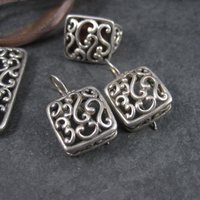 Vintage 90s Filigree Jewelry Set Sterling Necklace Earrings Ring Size 7