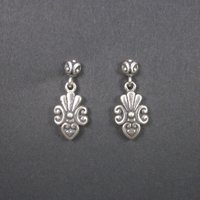 Vintage Sterling Victorian Style Heart Earrings