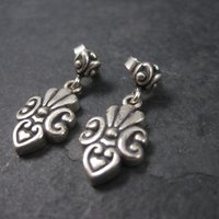 Vintage Sterling Victorian Style Heart Earrings