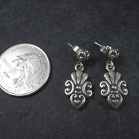 Vintage Sterling Victorian Style Heart Earrings