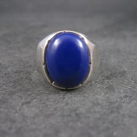 Mens Sterling Blue Enamel Ring Size 10