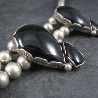 Huge Vintage Southwestern Sterling Onyx Necklace