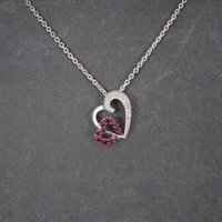 10K Pink Sapphire Diamond Heart Pendant