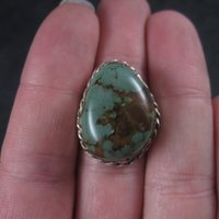 Large Vintage Southwestern Green Turquoise Ring Size 6