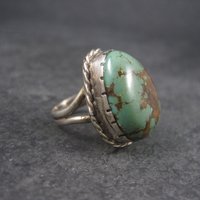 Large Vintage Southwestern Green Turquoise Ring Size 6