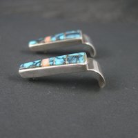 Zuni Turquoise Inlay Earrings Sterling